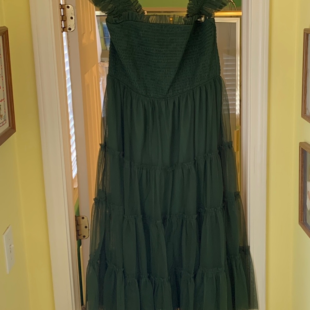 Baltic Born Green Maxi Tool Sundress with Flutter Sleeves